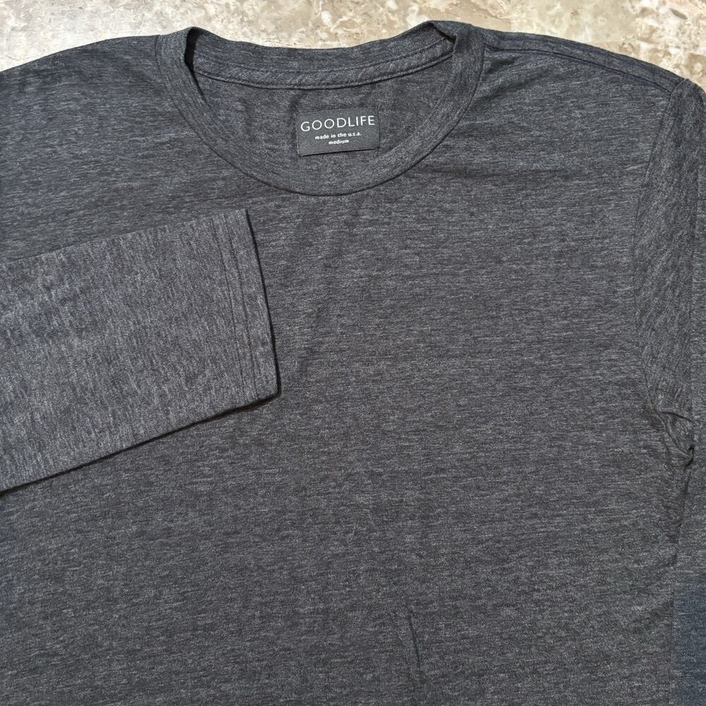 Goodlife Shirt Mens Medium Grey Long Sleeve Tri Blend Crew Neck Made In USA